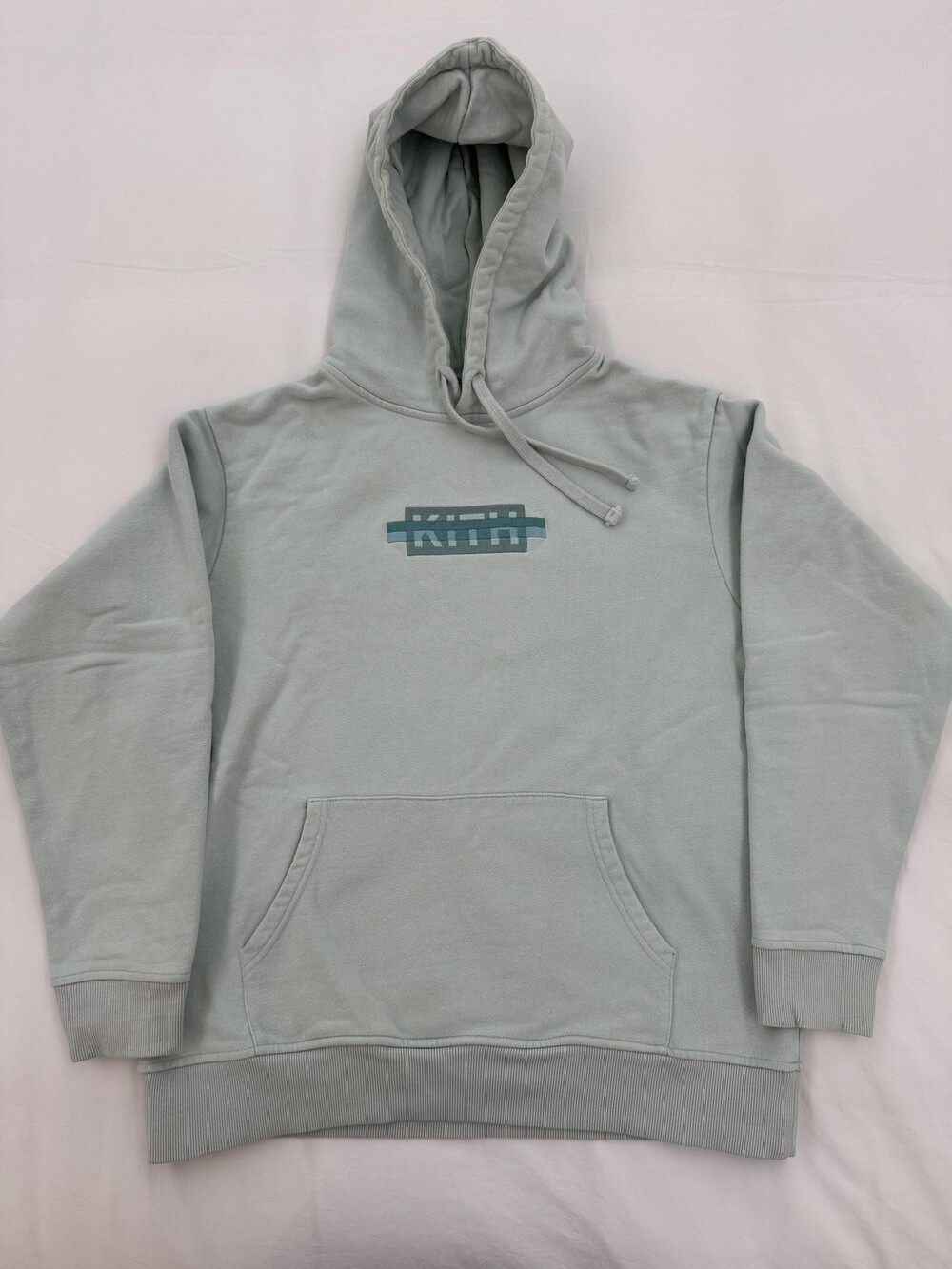 Kith Hoodie Mens Large Sage Green Pullover Cotton Fleece Box Logo Streetwear